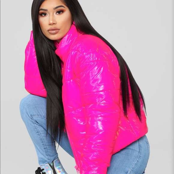 hot pink bubble coat